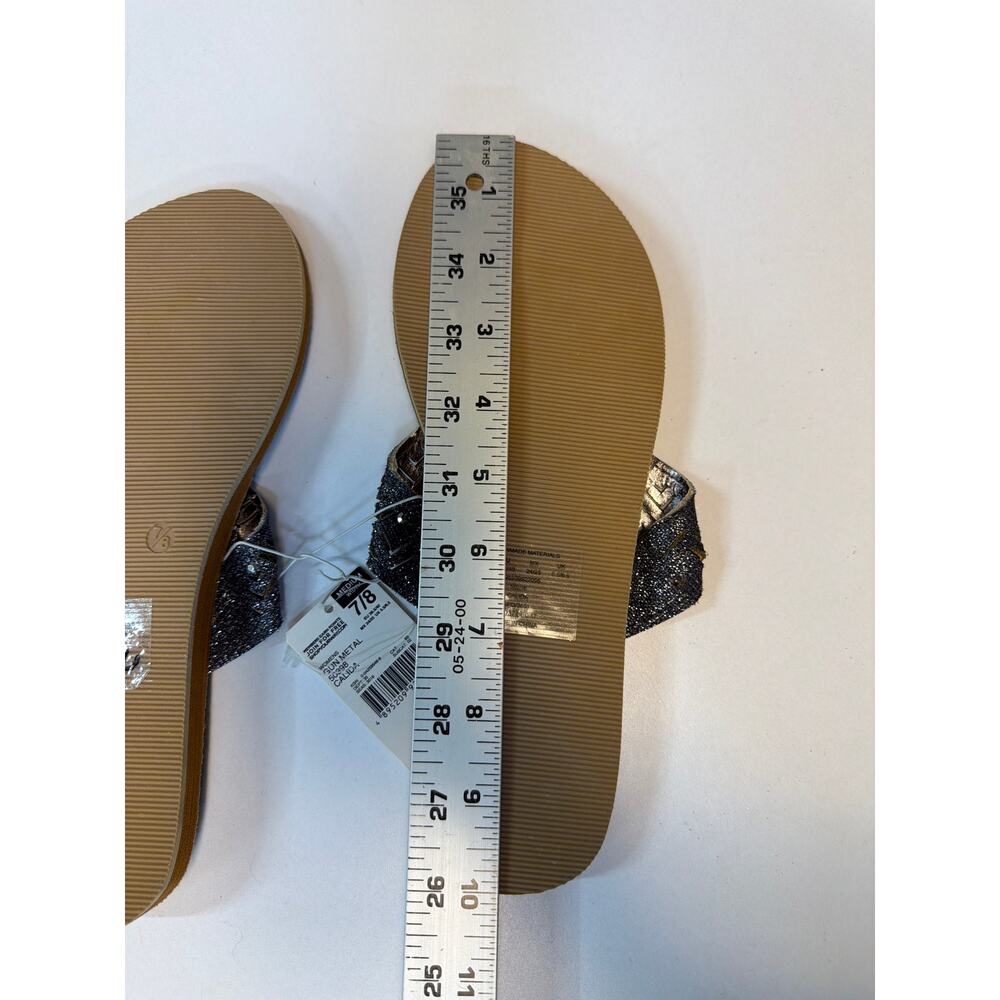 Calida Sandal Gun Metal Sparkle Color Tan Flats Women’s Size 7/8 NWT Beachwear - Picture 8 of 8